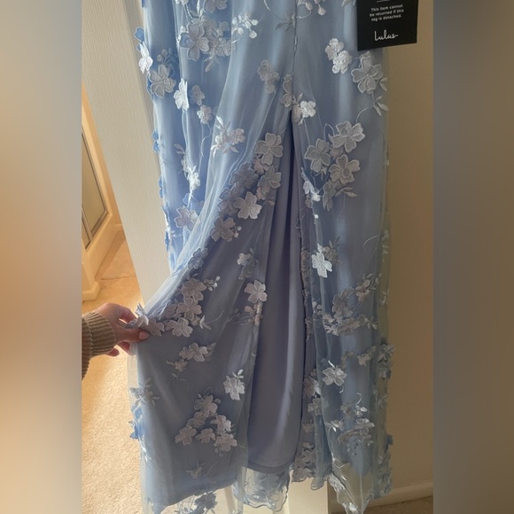[NWT] Lulus Strapless Blue Floral Embroidered Maxi Dress - X-Small - Picture 7 of 12